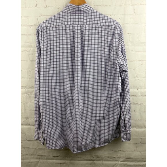 Ralph Lauren Shirt Mens Size Large Purple White Plaid Cotton Stretch Button Down - Picture 2 of 6